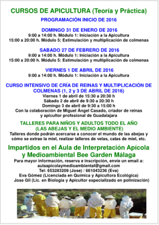 Cursos Apicultura Inicio 2016-Bee Garden Málaga
